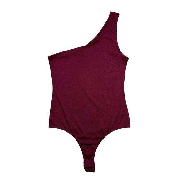 Le Lis Maroon One Shoulder Ribbed Bodysuit US L - Picture 1 of 9